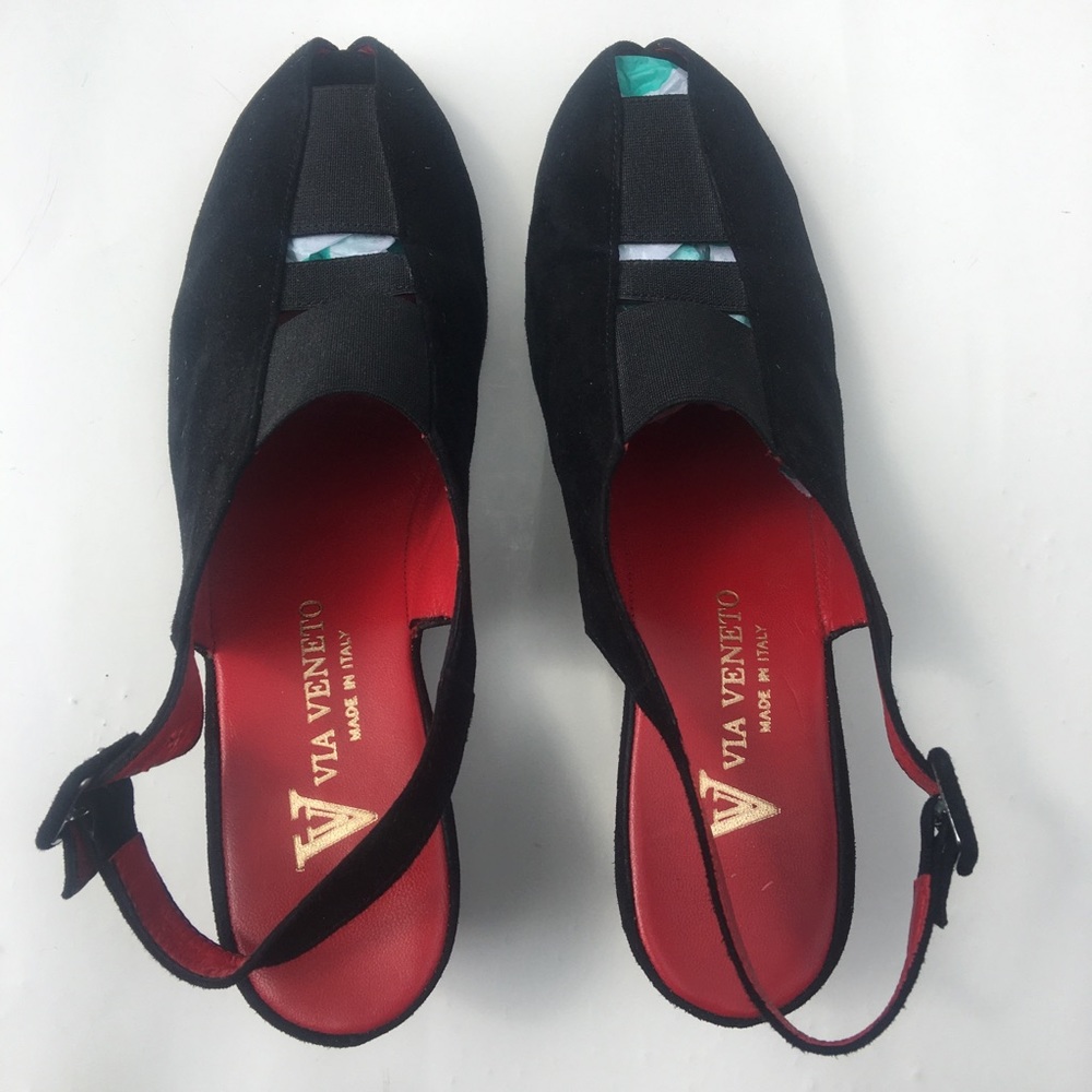 Via Veneto Wedge Peep Toe Sling Back Sandal 41